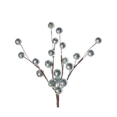 Gümüş çilek, beyaz arka planda Noel süsü