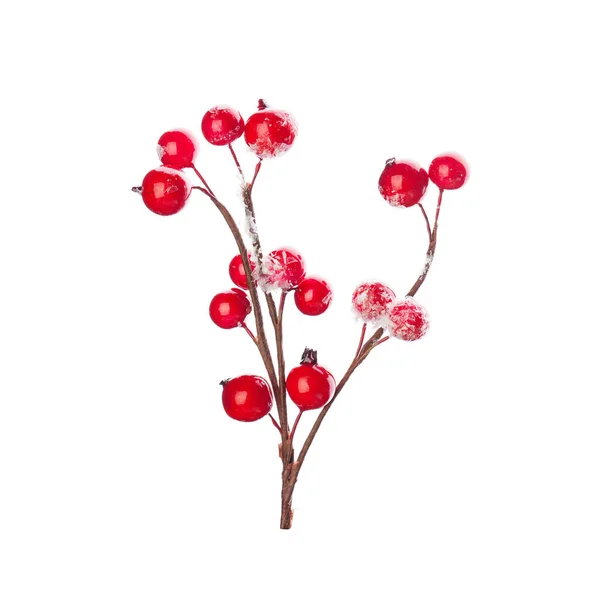 Christmas Decoration Red Berries Holly Isolated White Background — Stock Photo, Image