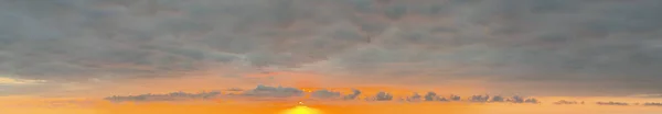 Puesta Sol Cielo Nublado 360 Panorama Cloudscape Naturaleza Fondo — Foto de Stock