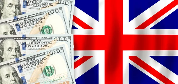 Dollars Flag England Finance Subsidies Social Support Gdp Concept — Stock Photo, Image