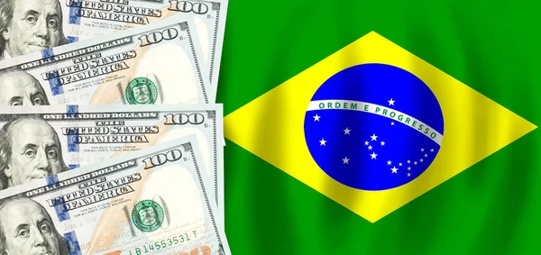 Dollars Flag Brazil Brazilian Finance Subsidies Social Support Gdp Concept — Stock Photo, Image