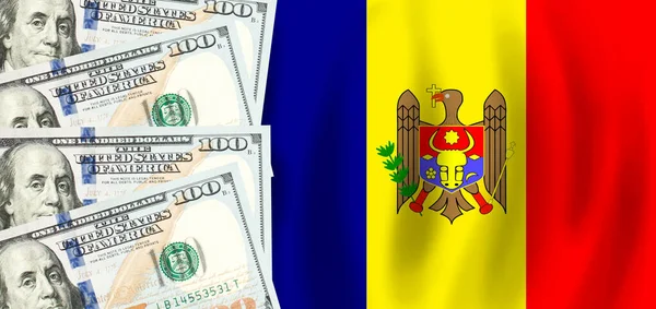 Доллары Флаг Молдовы Молдавские Финансы Субсидии Социальная Поддержка Концепция Ввп — стоковое фото
