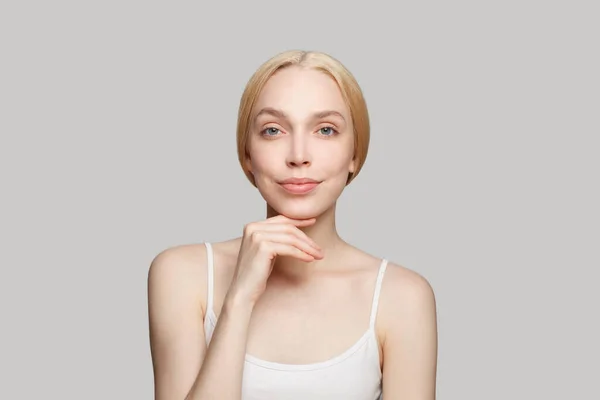 Ritratto Donna Perfetta Trattamento Viso Cura Della Pelle Concetto Cosmetologia — Foto Stock