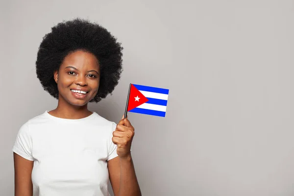 Donna Cubana Con Bandiera Cubana Istruzione Affari Cittadinanza Patriottismo Concetto — Foto Stock