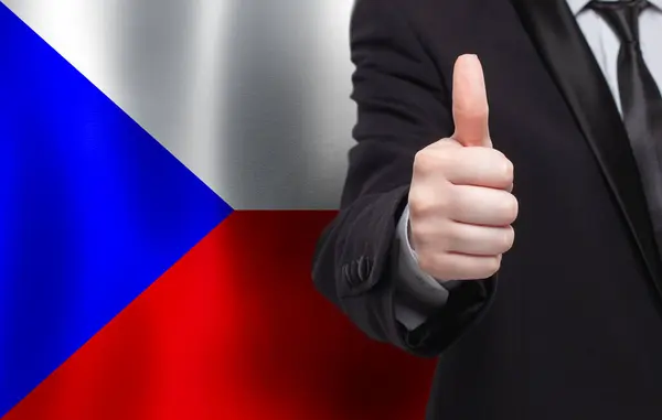 捷克的概念 商人在捷克共和国国旗的背景下大显身手 — 图库照片