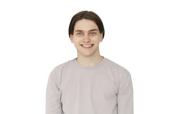 Portrait Handsome Man Smiling Isolated White Background — Stock Photo, Image