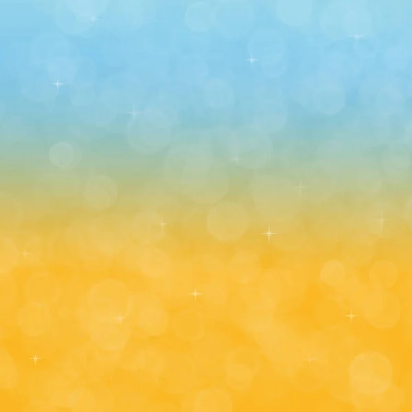 Синий Желтый Фон Боке Естественным Блеском Пузырями — стоковое фото
