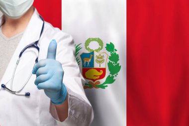 Perulu doktorun eli Peru arka planında olumlu bir hareket gösteriyor.