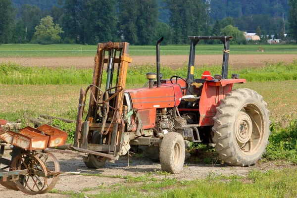 Its Age Rugged Durable Tractor Has Been Modified Forklift Pallet — Stock Photo, Image