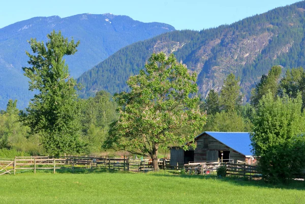 Ampla Vista Uma Antiga Fazenda Sul Com Pastagens Vale Montanhoso — Fotografia de Stock