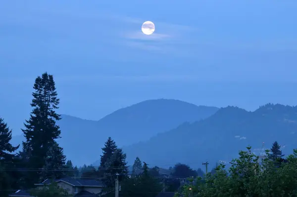 Повний Освітлений Місяць Долині Протягом Зимових Місяців Стокове Зображення