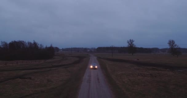 Car Driving Countryside Road Dusk — Stock Video