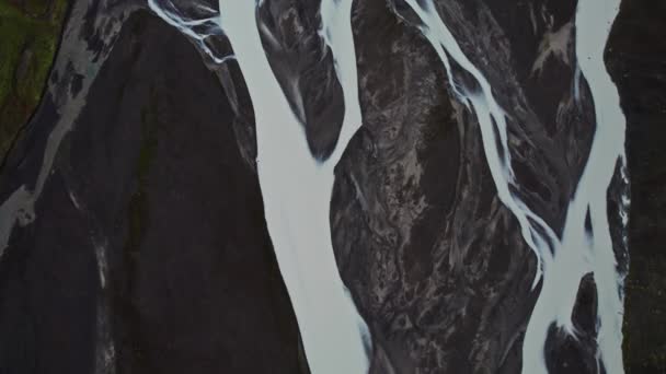 Drone Braided River Estuary Iceland — стокове відео