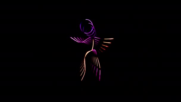 Criança Dançando Engraçado Multicolorido Brilhante Néon Varas Terno Tiro Com — Vídeo de Stock