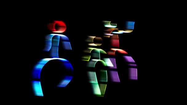 Kids Dancing Funny Costumes Made Multicolored Glowing Neon Sticks Shot — Stock video