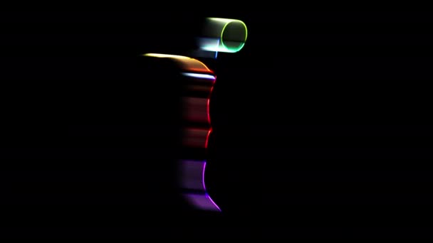 Смешной Танец Разноцветном Светящемся Костюме Неоновых Палочек Эффект Следы Движения — стоковое видео
