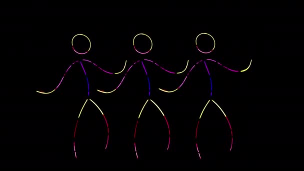 Funny Dance Multicolored Glowing Suit Made Neon Sticks Shot Motion — Stock video