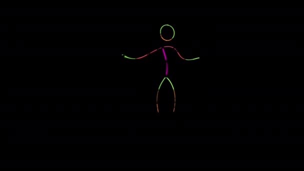 Funny Dance Multicolored Glowing Suit Made Neon Sticks — Stock Video