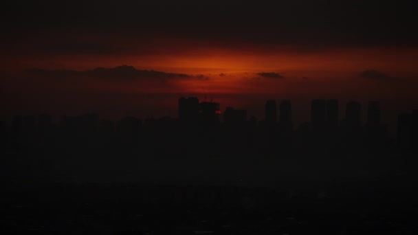 Silhouettes Manille Skyline Burning Sky Paysage Urbain Coucher Soleil Timelapse — Video