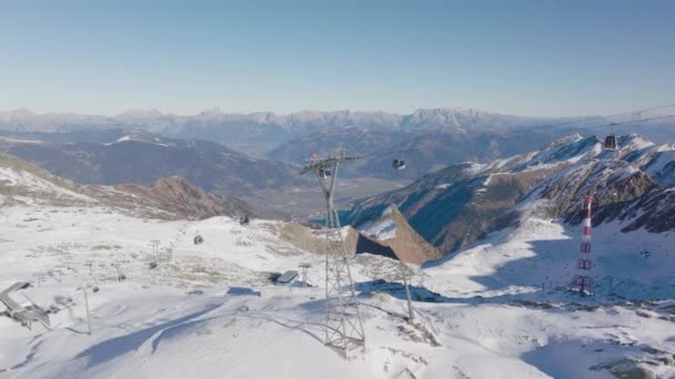 Drone Ski Lift Chair Lift Ski Resort Snow — Stock Video