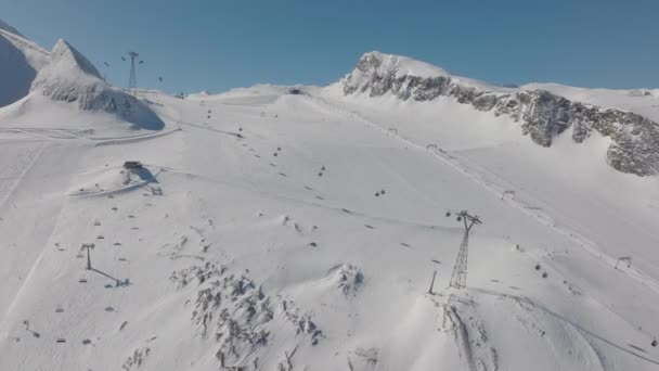 Drone Ski Slope Elevador Esqui Montanha Neve — Vídeo de Stock
