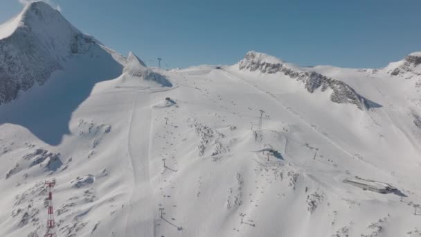 Drone Ski Slope Elevador Esqui Montanha Neve — Vídeo de Stock