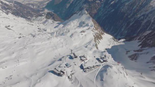 Drone Montanha Neve Ski Slope Resort — Vídeo de Stock