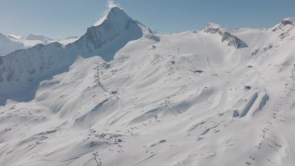 Drone Pista Esquí Nieve Montaña — Vídeos de Stock