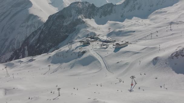 Drone Snow Mountain Ski Resort Ski Slope — Stock Video