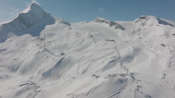 Drone Snow Mountain Ski Slope Ski Resort — Stock Video