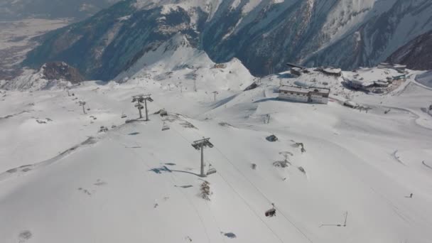 Drone Snow Mountain Ski Resort Ski Lift — Stock Video