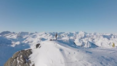 Drone, Man, Mountain, Ridge, Snow