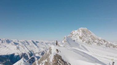 Drone, Man, Mountain, Ridge, Snow