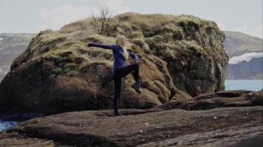 Zarif, Kadın, Yoga, Fitness, Kaya