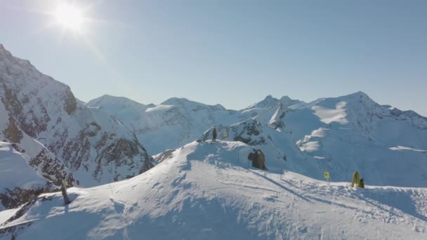 Drone Lumière Soleil Neige Montagne Homme — Video
