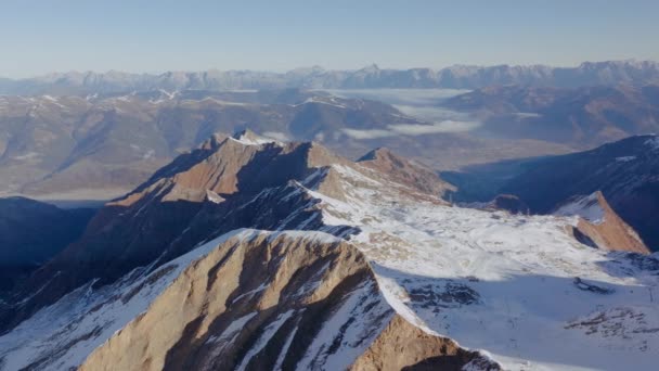 Drone Landscape Mountain Range Snow — Stock Video