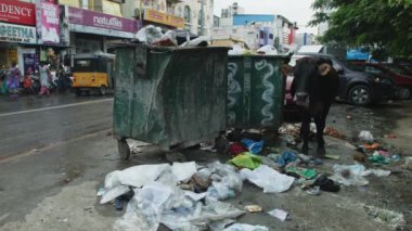 Bom! Bum! INDIA - Haziran 2022 İnek, Çöp, Çöp, Çöp, Şehir, Sokak