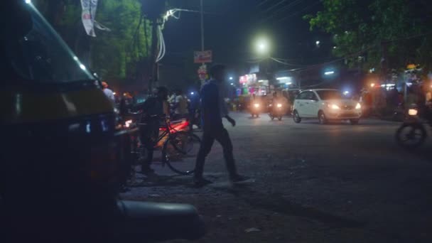 Bom Bum India Haziran 2022 Sokak Gece Trafik Pazar Şehir — Stok video