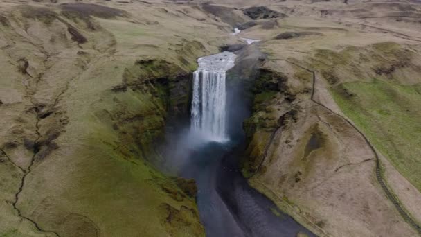 Cachoeira Drone Rio Cliff Paisagem — Vídeo de Stock