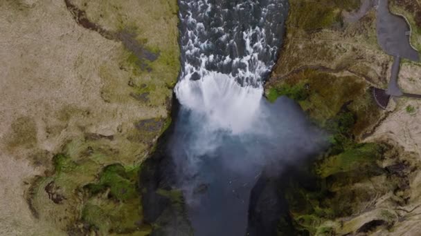 Waterval Mist Cascade Drone Rivier — Stockvideo