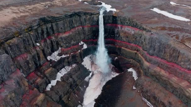 Rot Schlucht Wasserfall Fließend Kaskaden — Stockvideo