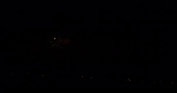 Ein Video Von Feuerwerk Erhellt Langsam Den Nachthimmel Indem Platzt — Stockvideo