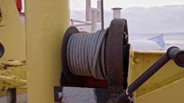 Winch Rope Ship Deck Boat — Stok Video
