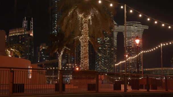 Gece Dubai Nin Şehir Manzarası Yol Kenarında Muhteşem Bir Işık — Stok video