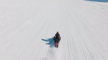 Drone, Riding, Snowmobile, Woman, Arctic