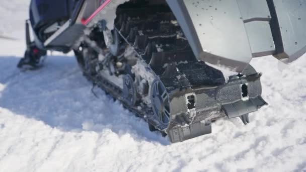 Caterpillar Track Snowmobile Snow Arctic Snow Scooter — Stock Video