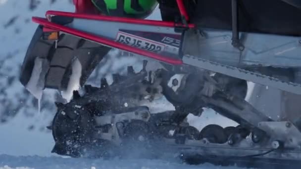 Pistas Oruga Nieve Moto Nieve Ártico Polvo — Vídeos de Stock