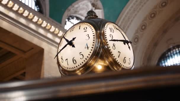 Relógio Tempo Ouro Viagens Grand Central Station — Vídeo de Stock