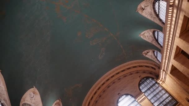 Τοιχογραφία Ανώτατο Όριο Αρχιτεκτονική Νέα Υόρκη Grand Central Station — Αρχείο Βίντεο