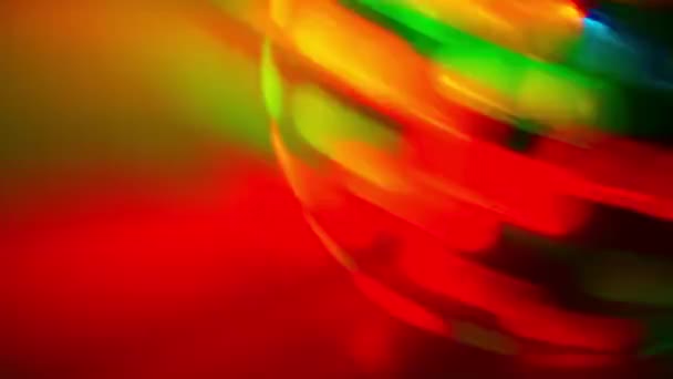Red Glowing Disco Ball Spinning Illuminated — стокове відео